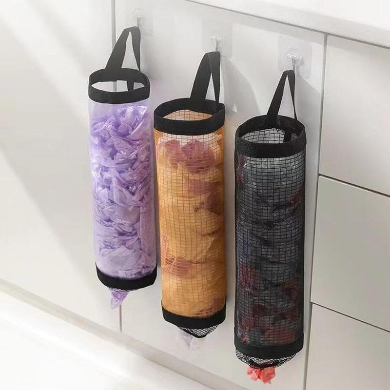 Multifunctional Plastic Bag Storage Rack & Dispenser For Kitchen