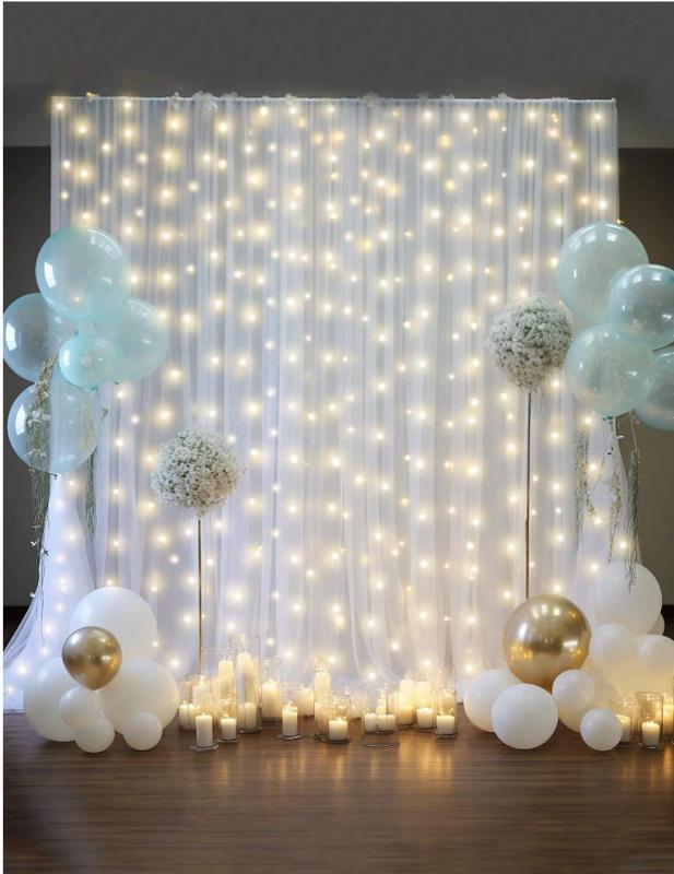 2pcs 4pcs Tulle Backdrop Curtains, Transparent Background Curtains Suitable For Birthday, Wedding, Spring, Halloween, Christmas, Thanksgiving Party Decorations,Christmas