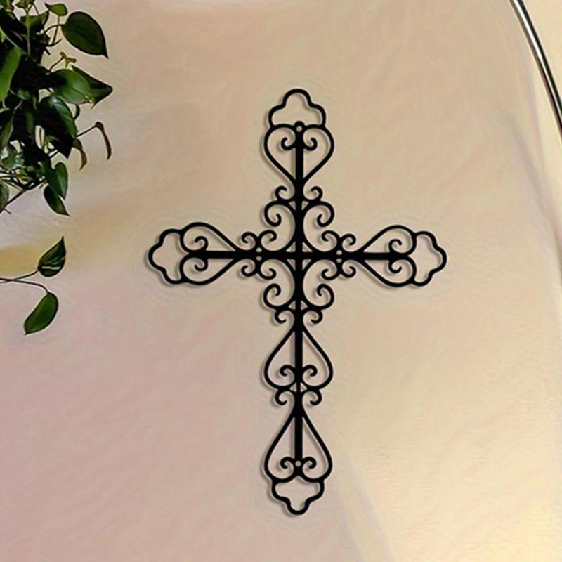 Iron Cross Wall Decor, 1 Count Creative Wall Hanging Ornament, Wall Art Decor for Home Living Room Bedroom Study Room