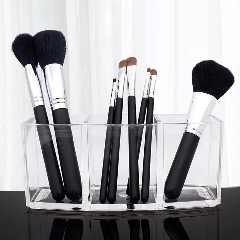 Clear Makeup Brush Organizer, Acrylic Cosmetics Brushes Storage Holders, Cute Pen and Pencil Holder for Desk Boxes Safety Vanity