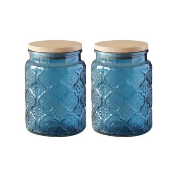 MIUVA Blue Glass Jar, 23.7 FL OZ Vintage Glass Jar with Airtight Lid, Candy Jar Sugar Containers for Kitchen Pantry Coffee, Tea, Cookie, Decorative Glass Jar Holds Bath Salt (1 Pack)