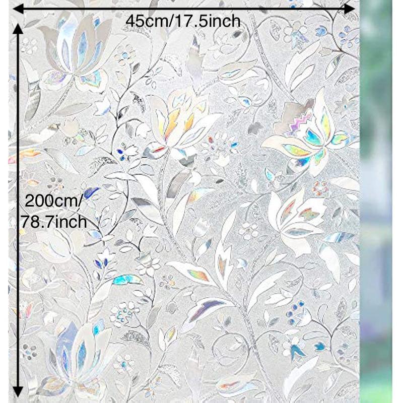 Floral Pattern Window Film, 1 Count Window Privacy Film, Window Insulation Film, Stained Glass Decorative Film, Magic Mirror Film, Sun Protection Window Glass Film for Home