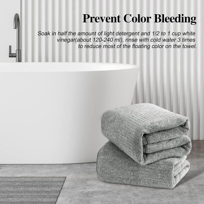 SEISSO Bath Towels, Extra Absorbent & Quick Drying Towels for Bathroom, Viscose Made from Bamboo Soft Bath Sheet (35 x 63inch) Grey 2 Counts