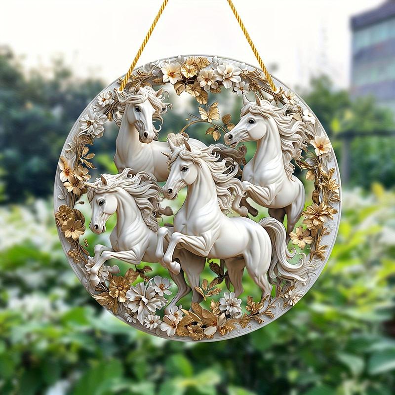 Horse Herd Pattern Hanging Decor, 1 Count Acrylic Hanging Ornament, Hanging Decor for Home Living Room Bedroom Study Room