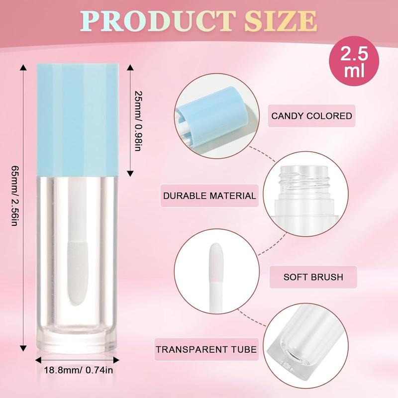 2.5ml 12 count Empty Lip Gloss Tubes with Wand Lip Gloss Containers Cute 0.08oz Clear Refillable Lipgloss Making Supplies Kit for DIY Makeup+ 2 count