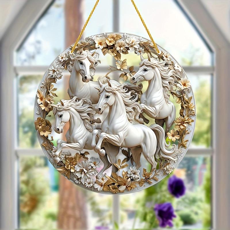 Horse Herd Pattern Hanging Decor, 1 Count Acrylic Hanging Ornament, Hanging Decor for Home Living Room Bedroom Study Room