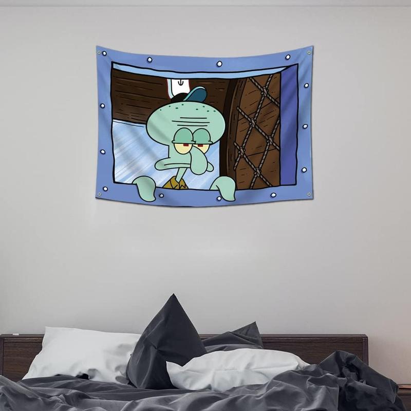 Funny Cartoon Tapestry 30x40in Wall Hanging Window Design for Bedroom Home Decor Size College Dorm Room Man Cave Frat Wall Outdoor