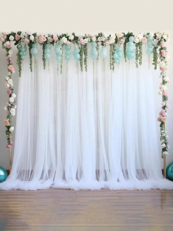 2pcs 4pcs Tulle Backdrop Curtains, Transparent Background Curtains Suitable For Birthday, Wedding, Spring, Halloween, Christmas, Thanksgiving Party Decorations,Christmas