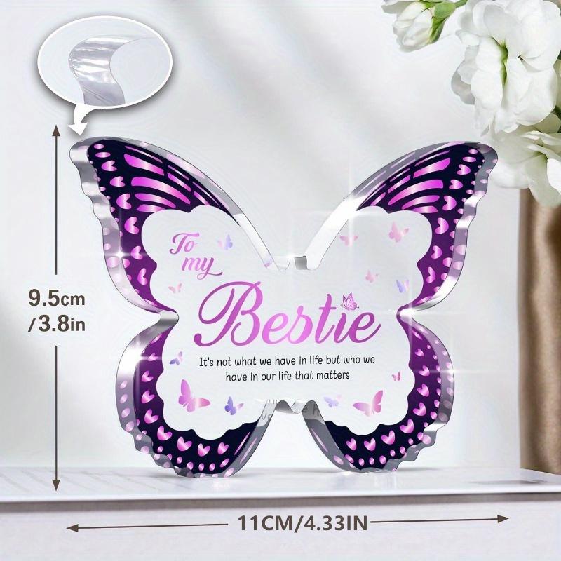 Gifts for Best Friend Women, Friendship Gifts for Women Butterfly-Shaped Acrylic Plaques Gifts for Friends female Bestie Birthday Christmas Thanksgiving Valentines