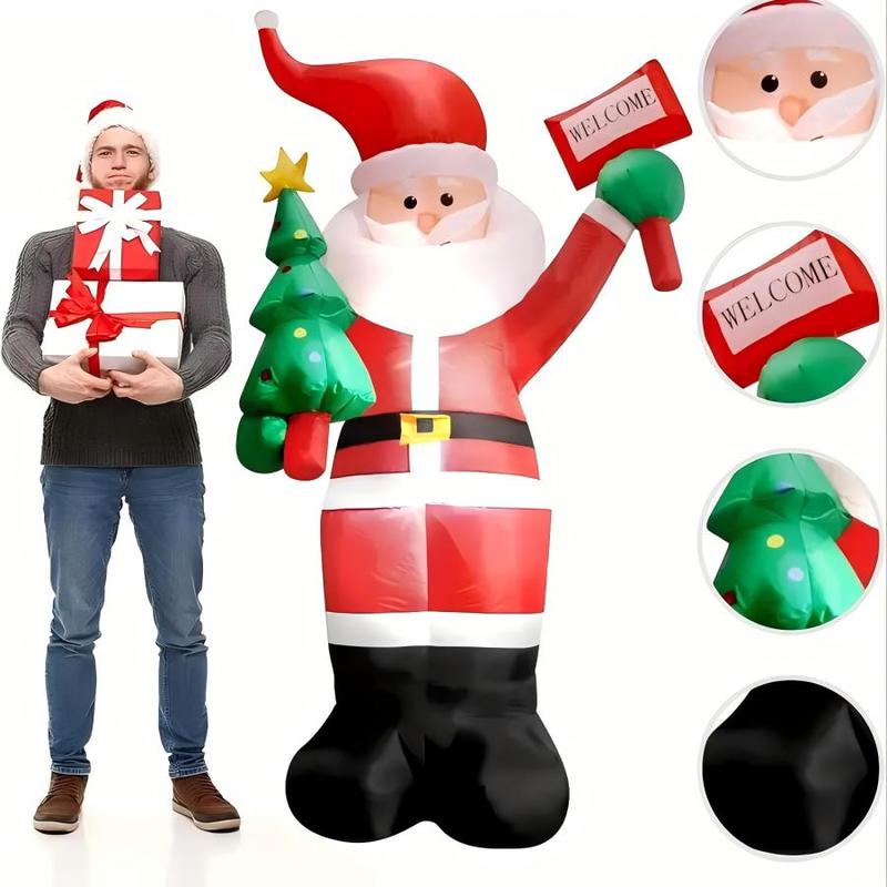 Inflatable Santa Claus Snowman Design Christmas Decoration with Built-in LED Light, 1 Count Christmas Outdoor Decor, Garden Decoration for Lawn & Yard