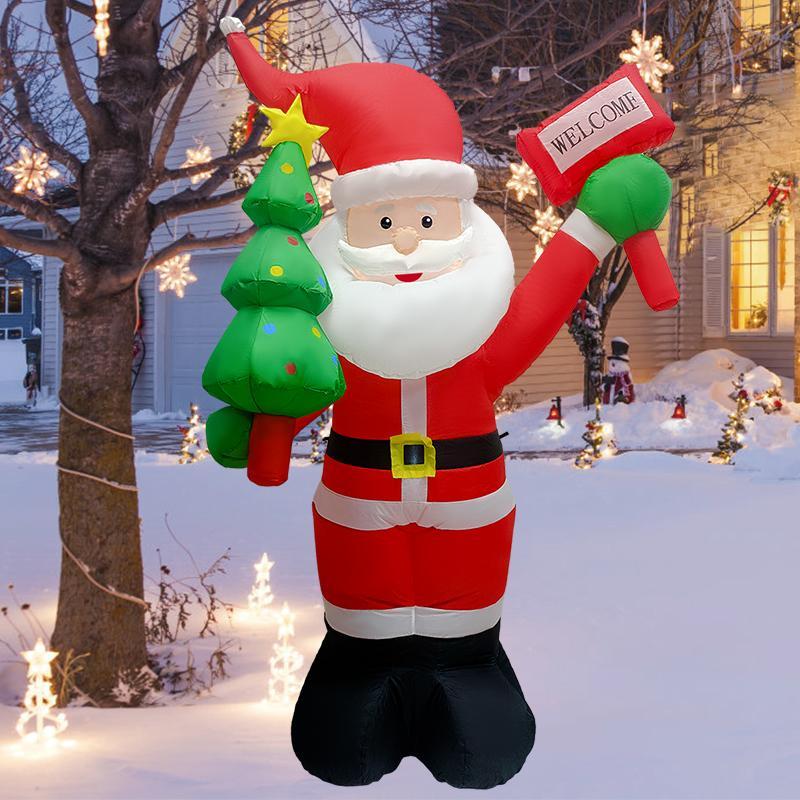 Inflatable Santa Claus Snowman Design Christmas Decoration with Built-in LED Light, 1 Count Christmas Outdoor Decor, Garden Decoration for Lawn & Yard