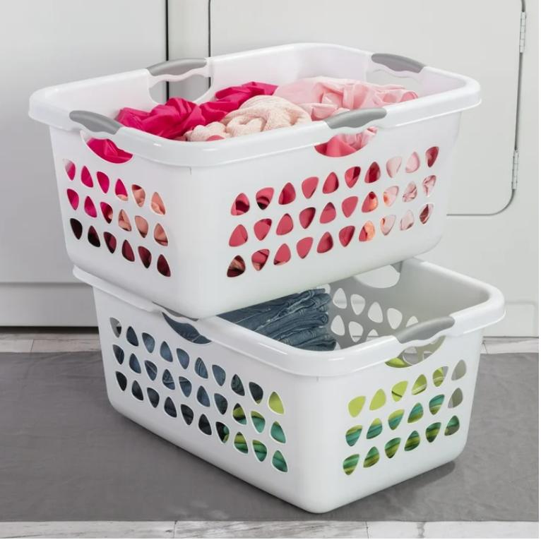 Bushel Ultra Laundry Basket Plastic Adult, White Organiser Traditional