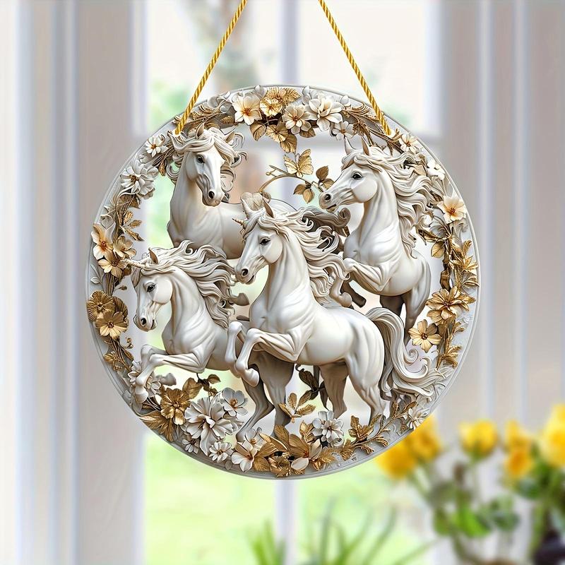 Horse Herd Pattern Hanging Decor, 1 Count Acrylic Hanging Ornament, Hanging Decor for Home Living Room Bedroom Study Room