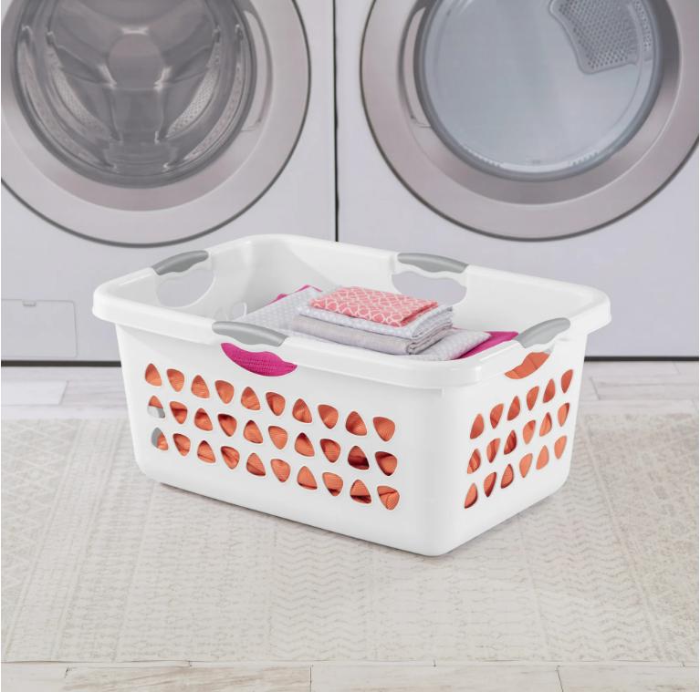 Bushel Ultra Laundry Basket Plastic Adult, White Organiser Traditional