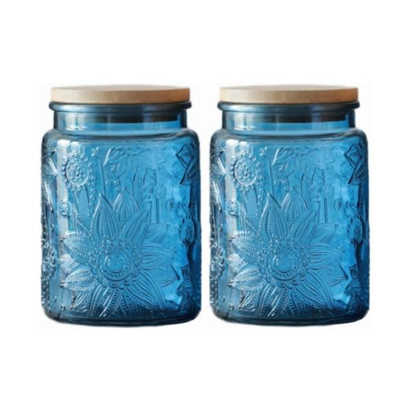 MIUVA Blue Glass Jar, 23.7 FL OZ Vintage Glass Jar with Airtight Lid, Candy Jar Sugar Containers for Kitchen Pantry Coffee, Tea, Cookie, Decorative Glass Jar Holds Bath Salt (1 Pack)