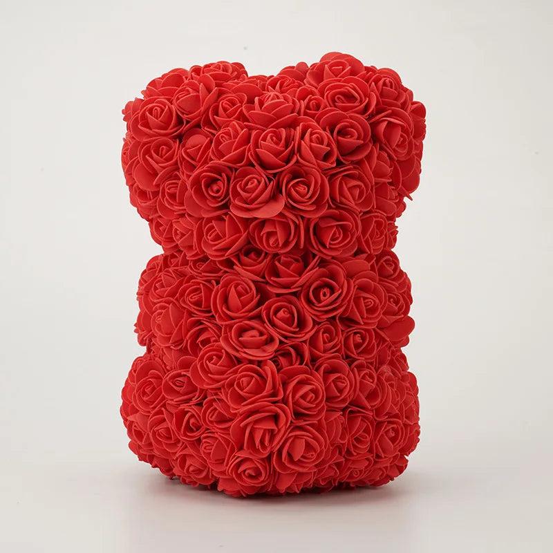 Valentines Day Gift Red Rose Teddy Bear Artificial Flower Bear