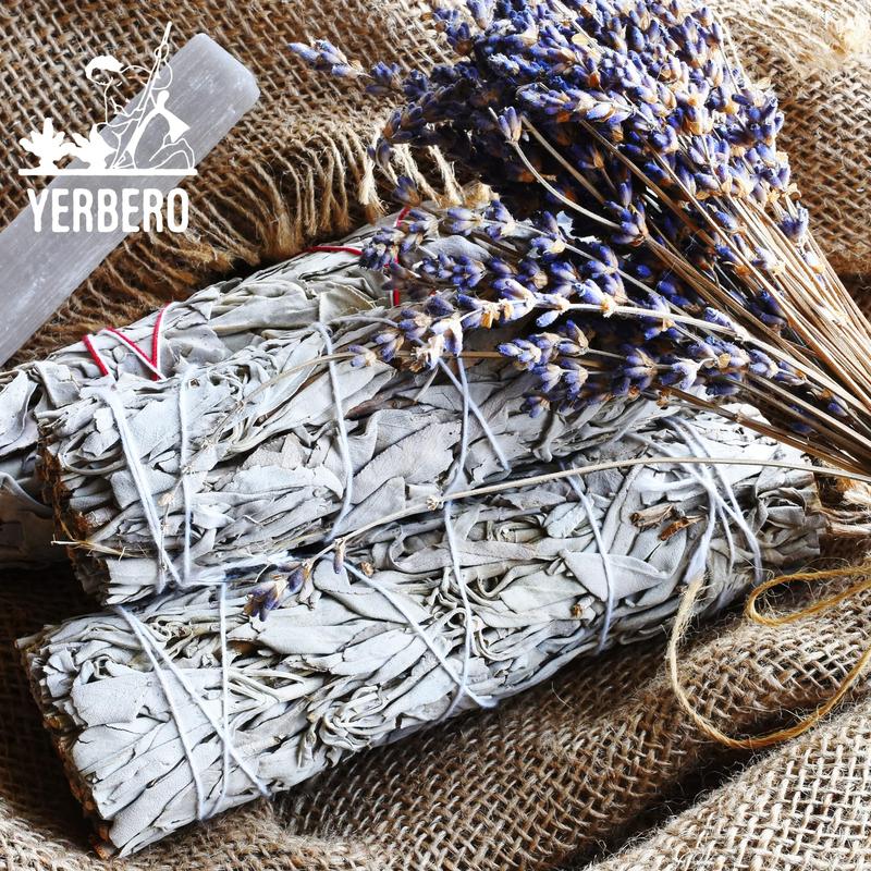 (Pack of 3)- Yerbero - Premium 5 Inches Long California White Sage |Super Thick 2 Inches Width | 3 Hand Tied Wands - Smudging Kit for Home Cleansing, Meditation, Relaxation, Peace, Love, Purifying.