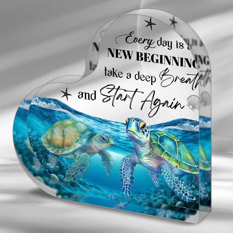 Turtle Pattern Acrylic Desktop Ornament, Ocean Themed Decorative Plaque, Home Decor for Living Room Bedroom Office, Gift for Friend & Family, Halloween Decor