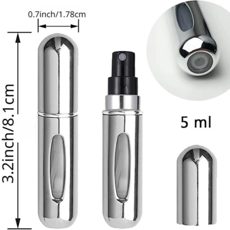 Portable Empty Spray Bottle, 4 Counts 5ml Pocket Perfume Dispenser, Mini Spray Bottles, Aluminium Facial Toner Dispenser Bottle for Travel, Storage Organizer for Bedroom