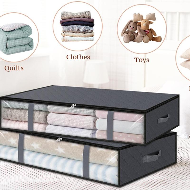 Large Capacity Clothes Storage Bag, Foldable Bedding & Toys Storage Bag with Handle, Durable Storage Organizer for Home Bedroom