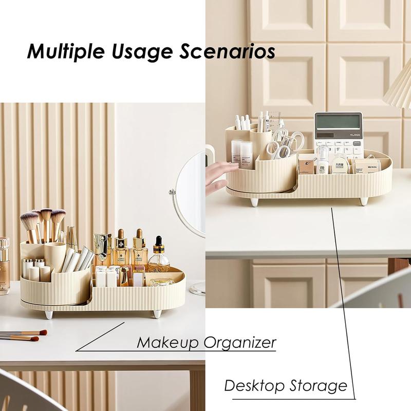 Makeup Organizer Countertop Rotating Makeup Organizer for Vanity Large Capacity Cosmetic Display Case with Makeup Brush Holder Cosmetic Organizer Countertop