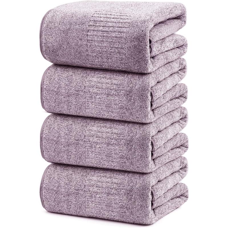 Bath Towels 4 Counts Large Bathroom Towels 35” x 63” Plush Soft Bath Towel for Shower Extra Absorbent Jumbo Bath Sheet Purple