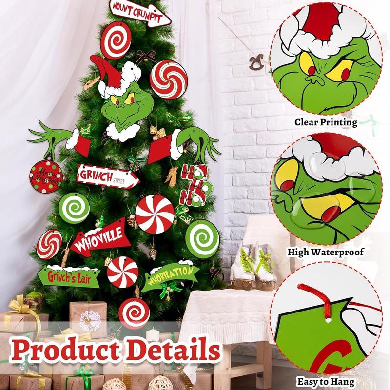 21pcs Christmas Hanging Ornaments - Paper Cards Christmas Thief Cutouts Hanging Decorations for Christmas Tree Party Supplies Home Door Wall Decor