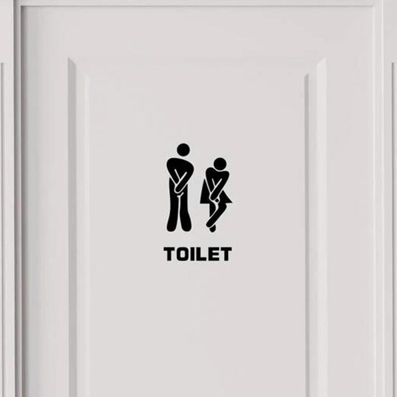 Toilet Door Sticker, 1 Count Creative Personalized Door Sticker, Toilet Sign for Bathroom, Home Decoration