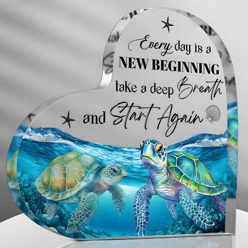 Turtle Pattern Acrylic Desktop Ornament, Ocean Themed Decorative Plaque, Home Decor for Living Room Bedroom Office, Gift for Friend & Family, Halloween Decor