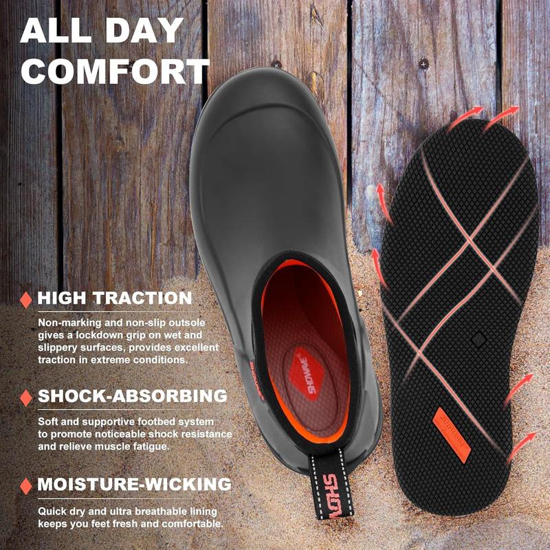 Men's Outdoor Rubber Boots Deck Boots Waterproof Ankle Rain Boots Saltwater Fishing Booties Non-slip