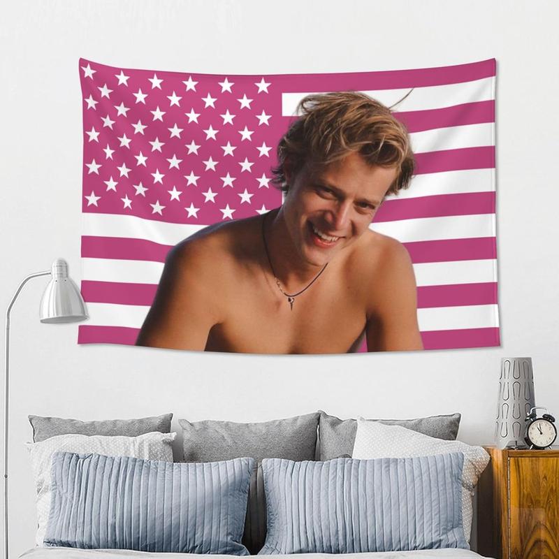 JJ Maybank Pink American Flag Poster Tapestry For College Dorm Bedroom Living Room Office Party Decoration Maybank Merch Fan Gift