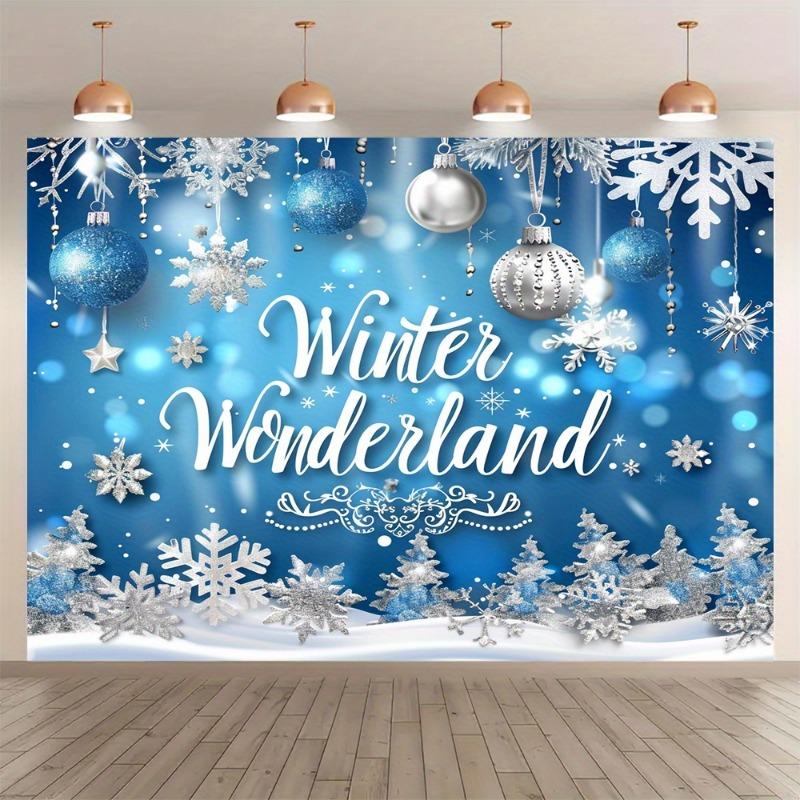 Festive Winter Wonderland Christmas Snowflake Decorative Backdrop Ornaments Indoor Outdoor Party Decoration, Photography Studio Props Banners