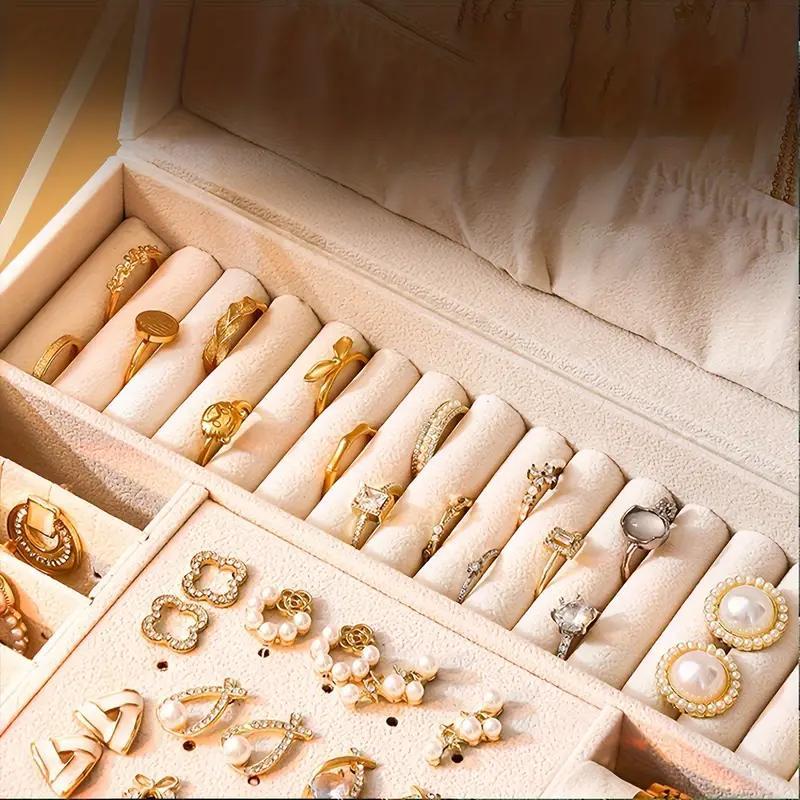 Jewelry Storage Box with Drawer, 1 Box Large Capacity 3-layer Jewelry Organizer, Jewelry Storage Box for Earrings, Rings, Necklaces, Home Organizer