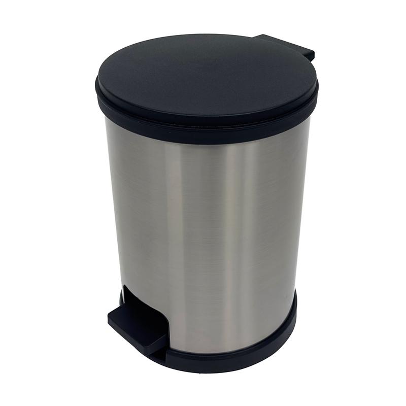 Mainstays 1.5 Gallon Trash Can, Plastic round Step Bathroom Trash Can, Silver No Brand Stainless Steel