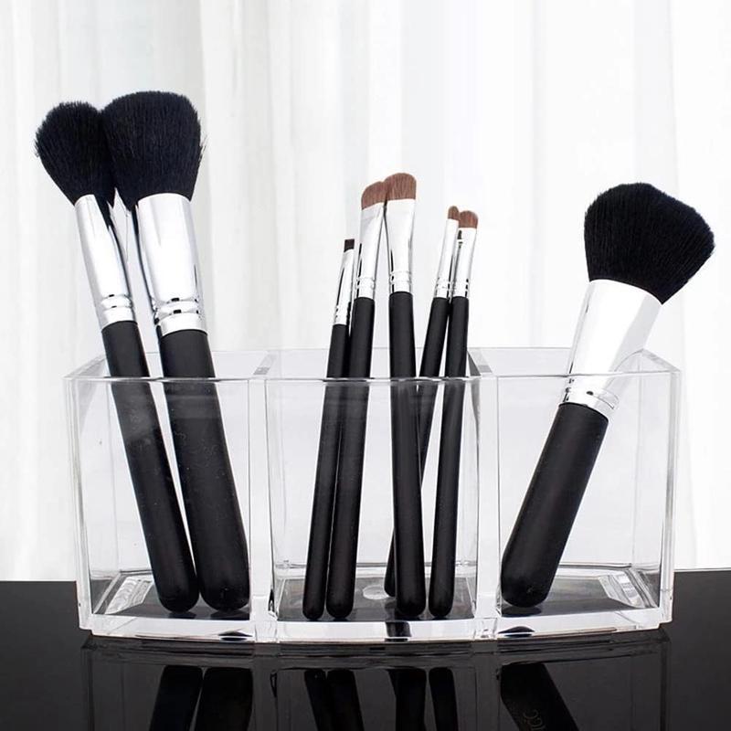 Clear Makeup Brush Organizer, Acrylic Cosmetics Brushes Storage Holders, Cute Pen and Pencil Holder for Desk Boxes