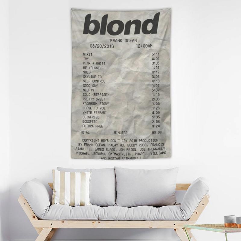 Frank Tapestry Ocean Blond Flag Art Music Album Poster Tapestry Funny Flag Wall Hanging Poster for Bedroom Living Room College Dorm Man Cave Decor, white