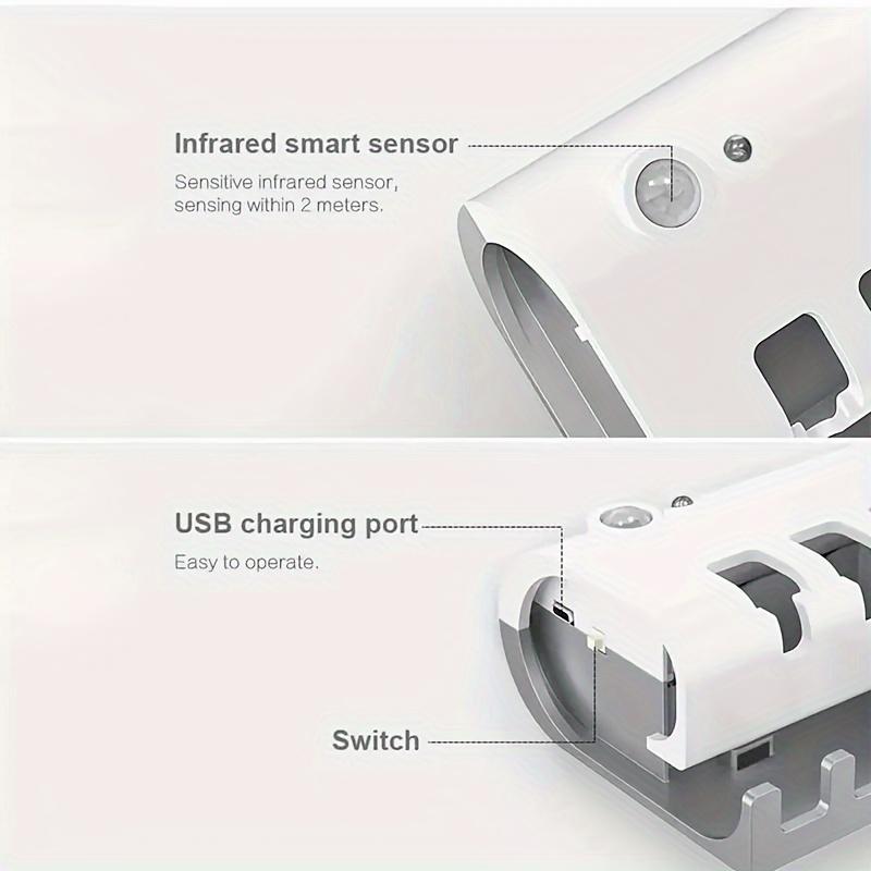 1 One Smart Ultraviolet Toothbrush Sterilizer, with Toothpaste Dispenser, Wall-Mounted 4-Slot Toothbrush Storage Rack, Solar Charging, 99.9% Disinfection Rate, Plastic Material, Built-in Lithium Battery USB Charging, Bathroom Accessories