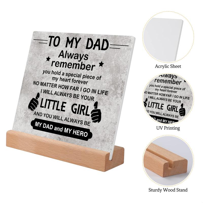 Dad Gifts for Christmas, Fathers Day Gifts for Dad from Daughter Acrylic Plaque, Desk Decorative Sign for Home Office Dad Birthday Gifts