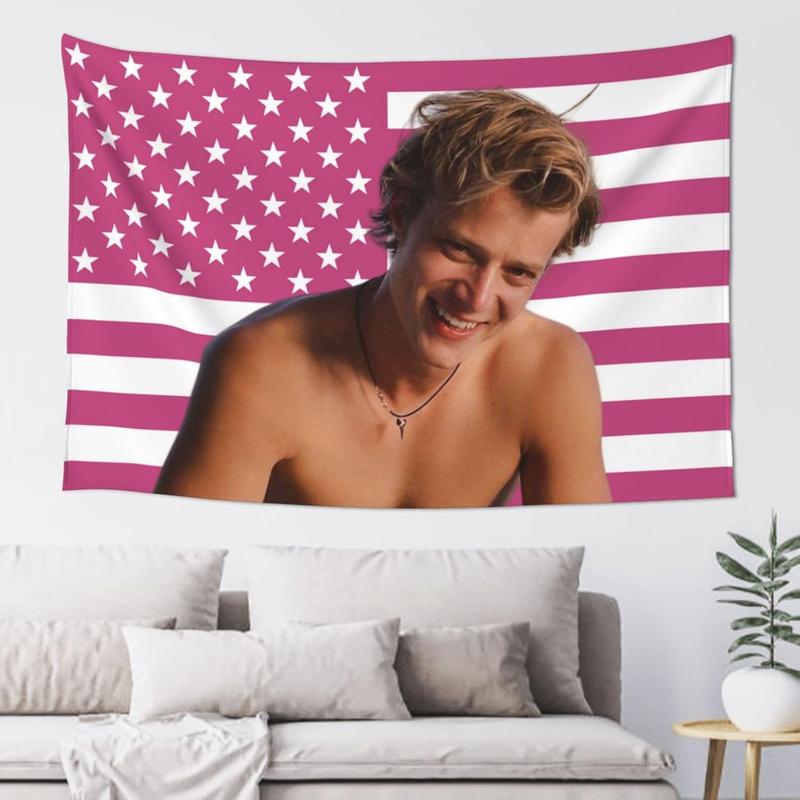 JJ Maybank Pink American Flag Poster Tapestry For College Dorm Bedroom Living Room Office Party Decoration Maybank Merch Fan Gift