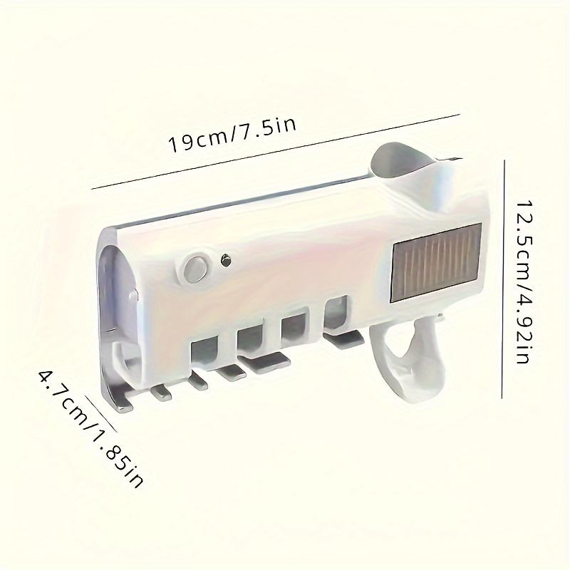 1 One Smart Ultraviolet Toothbrush Sterilizer, with Toothpaste Dispenser, Wall-Mounted 4-Slot Toothbrush Storage Rack, Solar Charging, 99.9% Disinfection Rate, Plastic Material, Built-in Lithium Battery USB Charging, Bathroom Accessories