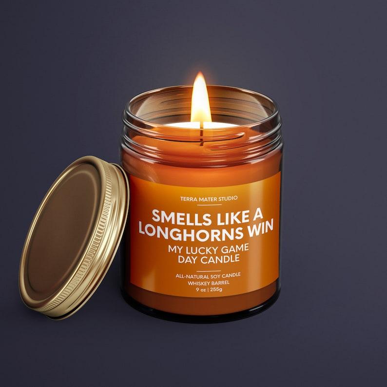 Smells Like A Longhorns Win | Texas Lucky Game Day Candle | Longhorns Gift | Texas Football Decor | Longhorns Candle