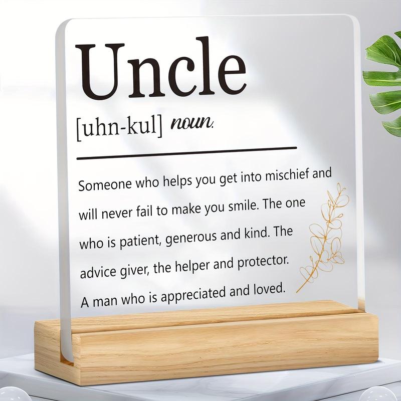 Gift for Uncle, Acrylic Desktop Ornament, Creative Letter Pattern Desktop Decoration, Desk Decorations for Home Office