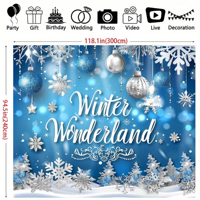 Festive Winter Wonderland Christmas Snowflake Decorative Backdrop Ornaments Indoor Outdoor Party Decoration, Photography Studio Props Banners