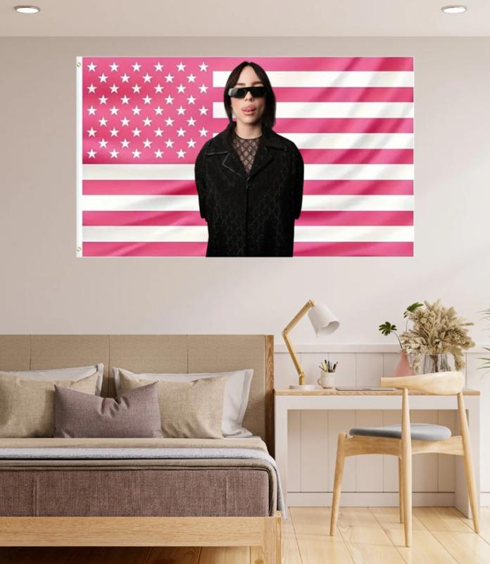 Pop Star Singer Pink USA Flag- American Flag Tiktok Meme Trendy Room Tapestry Fanmade Subtle Merch Coachella Queen Election