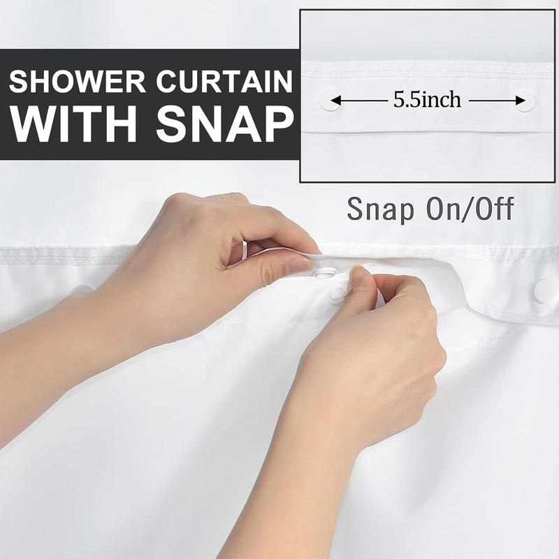 No Hook Shower Curtain with Snap in Liner Black White Geometric Shower Curtain and Liner Set Double Layers Waterproof Fabric and See-Through Top Window Bathroom Decorative 71x83inch Plastic Colorful Print