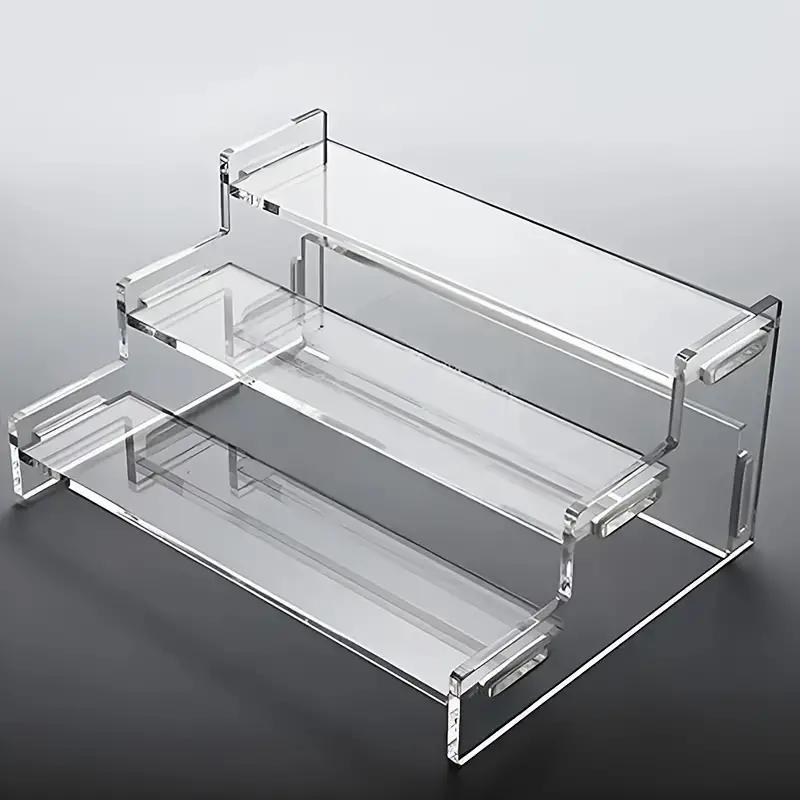 Acrylic Display Rack, 1 Count Modern 3 Layer Clear Perfume Cosmetic Storage Rack, Desktop Storage Organizer for Bathroom, Bedroom, Living Room, Office