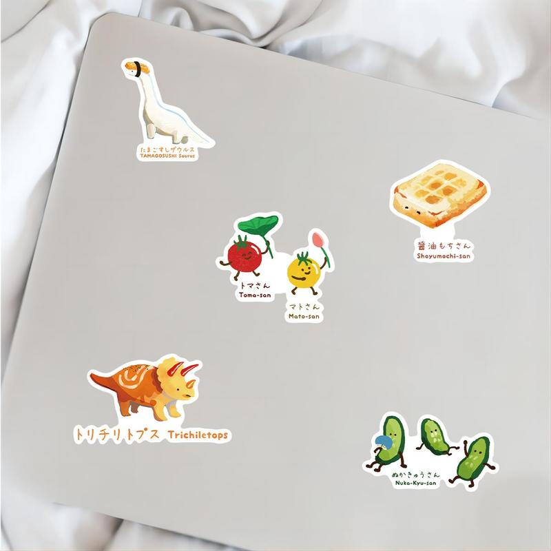 Cartoon Food Pattern Sticker, 50pcs set Cute Cartoon Food Sticker, Diy Decorative Sticker for Laptop, Phone, Scrapbooking, Journal Making