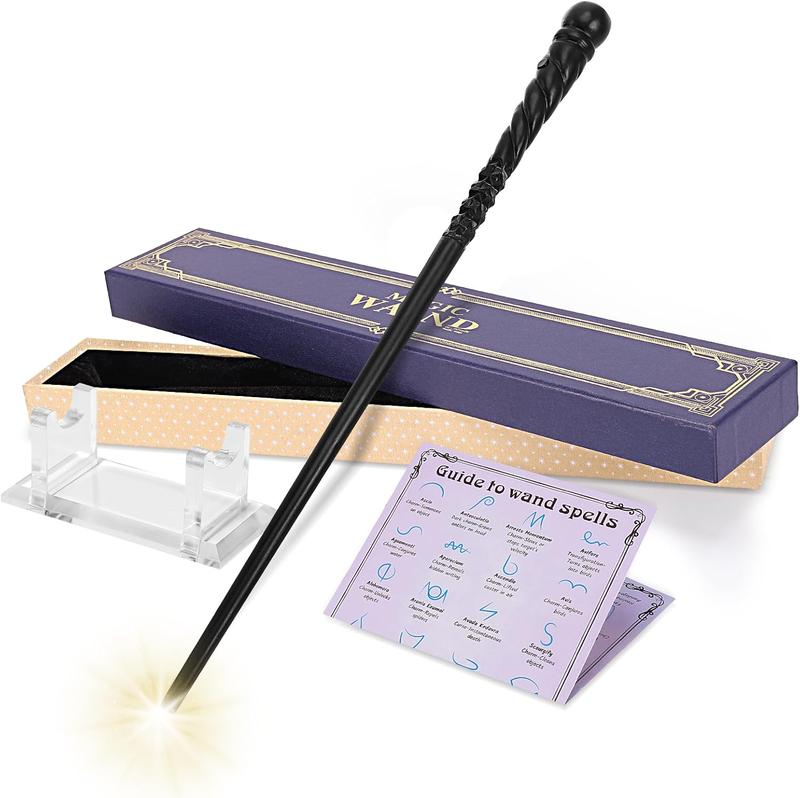 Light Up Wizard Magic Wand Rechargeable Illuminating Witch Wands for Kids Collection Cosplay Halloween, with Acrylic Stand,(Wise)