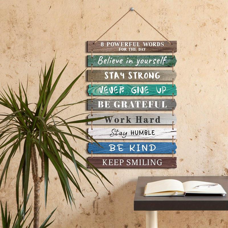 Wooden Inspirational Positive Quotes Sign, 1 Count Vintage Wooden Inspirational Positive Quotes Wall Art, Wall Decor for Home Bathroom Office Farmhouse