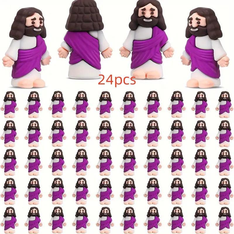 Mini Jesus Statue, 24pcs Cute Funny Jesus Statue, Home Decor Ornament for Living Room Bedroom Office, Religious Gifts for Friends